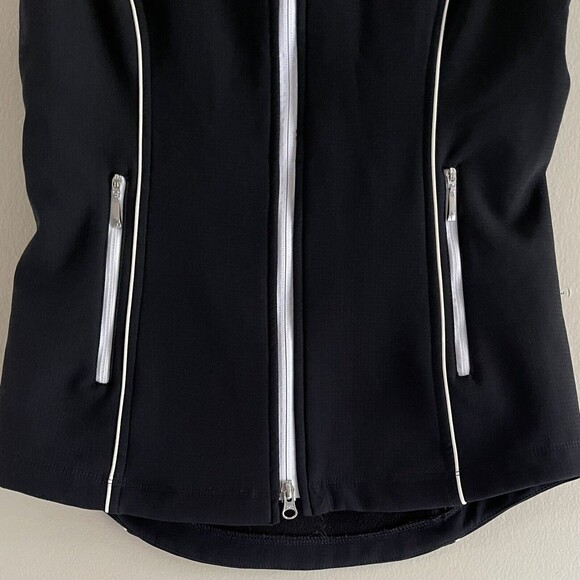 JoFit Golf Vest Top Size XS Zip Up Pockets High Neck Sleeveless Black Reflective - Picture 3 of 8